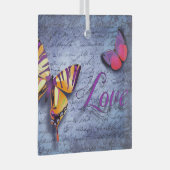 Vlinders houden van blauw glas ornament (Voorkant Rechts)
