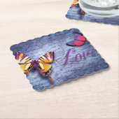 Vlinders houden van blauw kartonnen onderzetters (Gebogen)