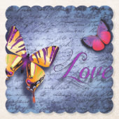 Vlinders houden van blauw kartonnen onderzetters (Voorkant)