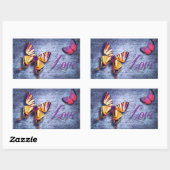 Vlinders houden van blauw rechthoekige sticker (Vel)