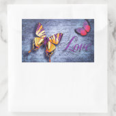 Vlinders houden van blauw rechthoekige sticker (Tas)