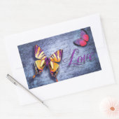 Vlinders houden van blauw rechthoekige sticker (Envelop)