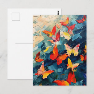 Vlinders in Beweging – Expressieve Abstracte Vluch Briefkaart
