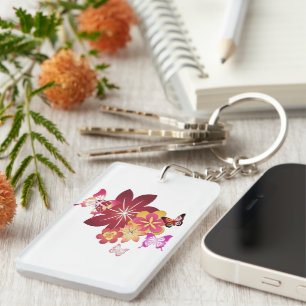 Vlinders in bloemen sleutelhanger