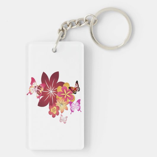 Vlinders in bloemen sleutelhanger (achterkant)