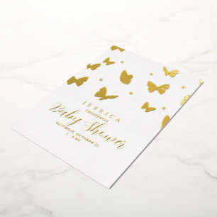 Vlinders in de Lucht Baby Shower Goud Folie Uitnodiging