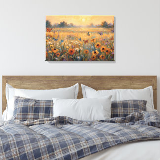 Vlinders in de weide canvas afdruk
