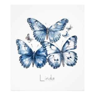 Vlinders in Delfts Blauw, aanpasbaar Foto Afdruk