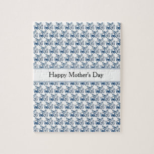 Vlinders in Delfts Blauw, aanpasbaar Legpuzzel