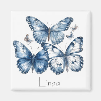 Vlinders in Delfts Blauw, aanpasbaar Magneet