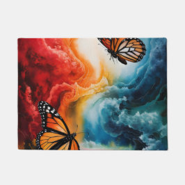 Vlinders in een kleurrijk storm. deurmat
