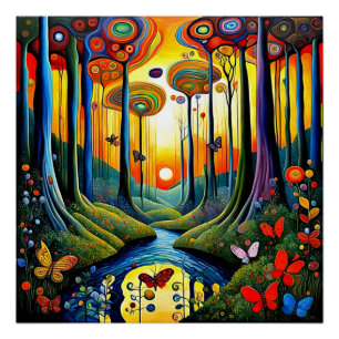Vlinders in het bos perfect poster