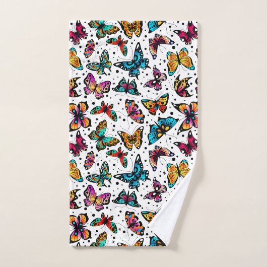Vlinders in kleur bad handdoek (Handdoek)