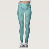 Vlinders kompas en Wereldkaart Leggings (Voorkant)