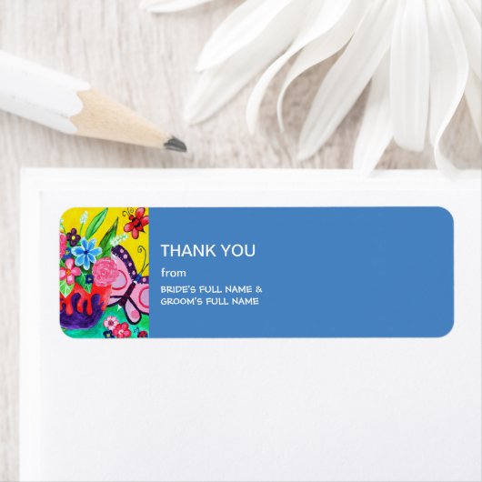 Vlinders & Ladybugs Bruiloft Dank je Label (Insitu)