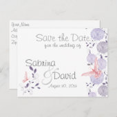 Vlinders & Lavendel Chrysanthemum Bewaar de datum Aankondigingskaart (Voorkant / Achterkant)