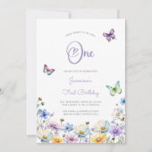 Vlinders Leuke foto 1e verjaardag Wildflower Kaart (Voorkant)