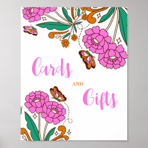 Vlinders Liefhebbers Roze Bloemrijke Script Bruids Poster