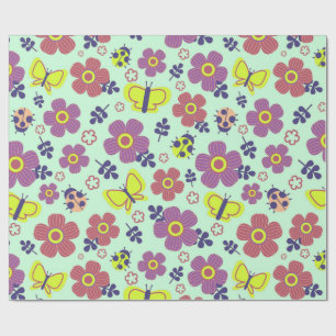 Vlinders, Lieveheersbeestjes, Bloemen en Bladeren Cadeaupapier
