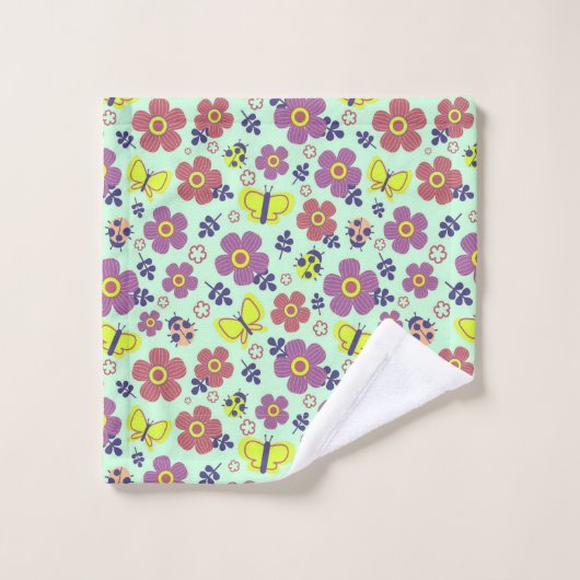 Vlinders, Lieveheersbeestjes, Bloemen en Bladeren Washandje (Wasdoekje)
