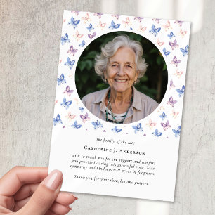 Vlinders Lila Blue Sympathy Fotobegrafenis Bedankkaart
