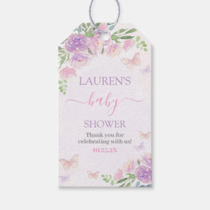 Vlinders Lila Roze Baby shower Gift Label Cadeaulabel