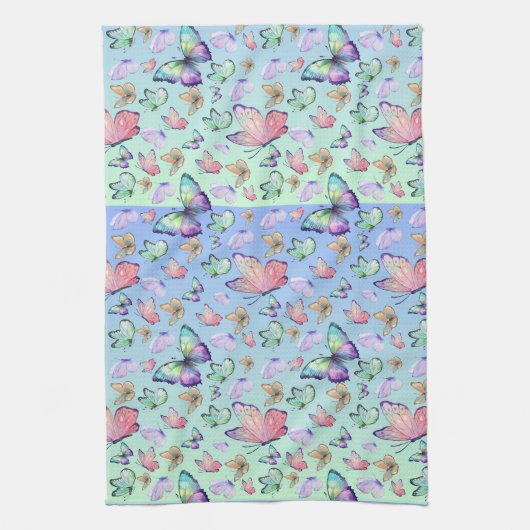 Vlinders Lineair verloop Achtergrond Patroon Theedoek (Verticaal)