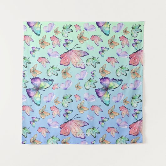 Vlinders Lineair verloop Achtergrond Patroon Wandkleed (Voorkant (horizontaal))