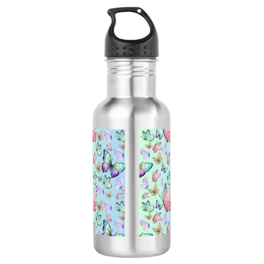 Vlinders Lineair verloop Achtergrond Patroon Waterfles (Achterkant)