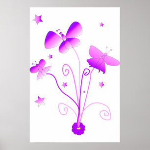Vlinders met bloemenposter poster