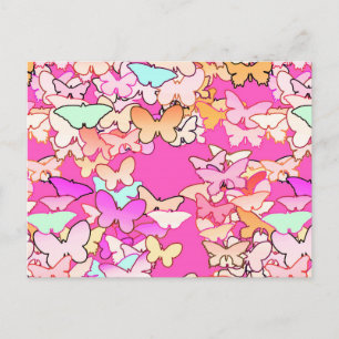 Vlinders, multi en diep roze briefkaart