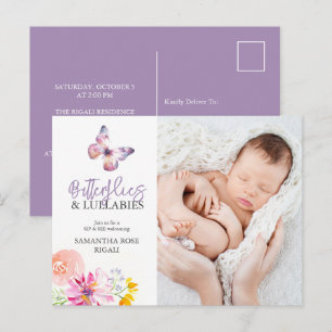 Vlinders nippen en zien Baby shower nodigt uit Feestdagenkaart