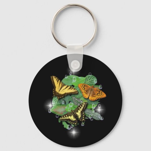 Vlinders op Bladeren Sleutelhanger (Voorkant)