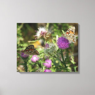 Vlinders op bloemen foto enkele print