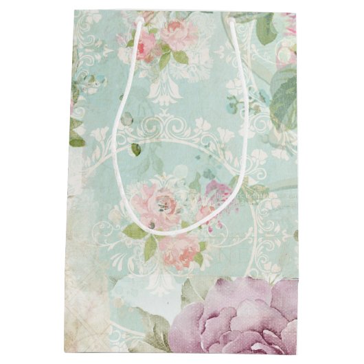 Vlinders op een armoedige collage bruiloft medium cadeauzakje (Achterkant)