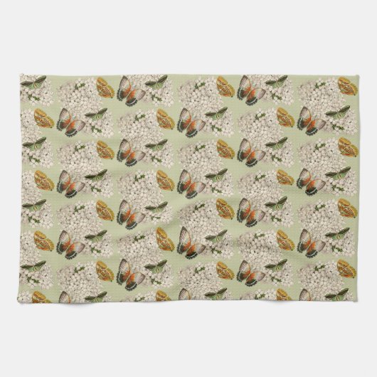 Vlinders op  groen theedoek (Horizontaal)