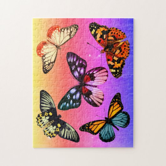 vlinders op regenboogachtergrond legpuzzel (Verticaal)