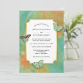 Vlinders op Southwest Kleuren bruiloft uitnodiging (Staand voorkant)