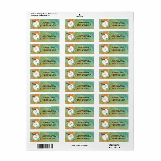 Vlinders op Zuidwest Kleuren met Monogram Etiket (Full Sheet)