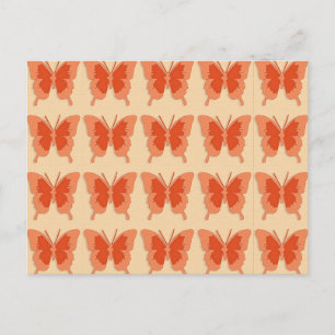 Vlinders, oranje op een pastel oranje achtergrond briefkaart