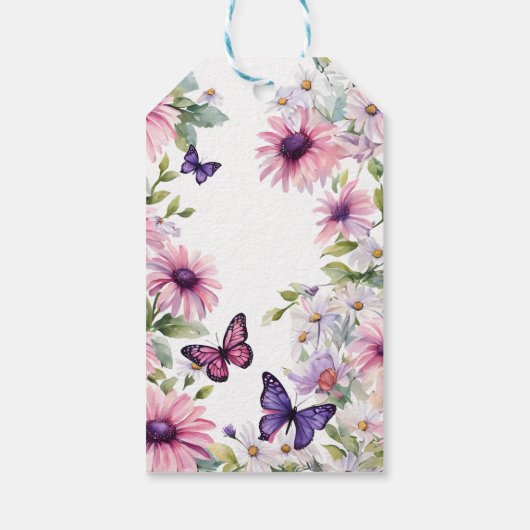 Vlinders paarse bruiloft favor  cadeaulabel (Achterkant)