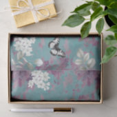 Vlinders, Paarse en witte op Blue Decoupage Tissuepapier (Geschenk)