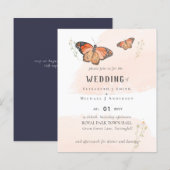 Vlinders Paradijs Waterverf TROUW Uitnodiging (Voorkant / Achterkant)