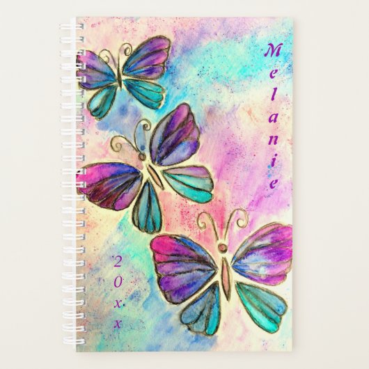 Vlinders Planner met aangepaste naam en jaar (Voorkant)