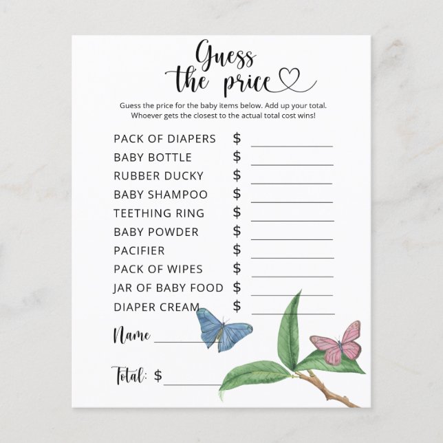 Vlinders - Raad de prijs! Spel (Voorkant)