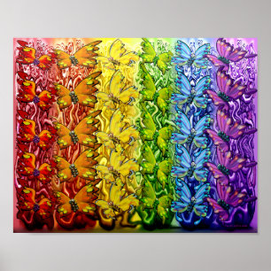 Vlinders Regenboog Poster