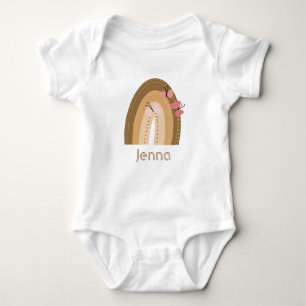 Vlinders Regenboog Roze Bruine Verjaardag Naam Romper