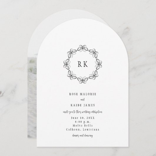 Vlinders Rondom Trouw Uitnodiging (Voorkant / Achterkant)