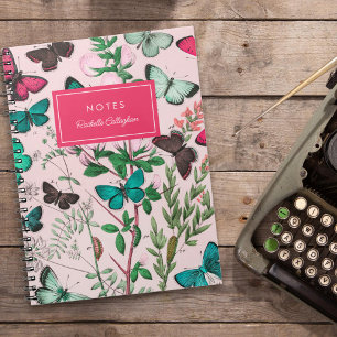vlinders roze Blauwgroen naam Notitieboek