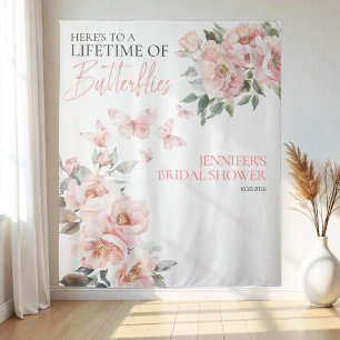 Vlinders Roze Blush Vrijgezellenfeest Achtergronde Wandkleed
